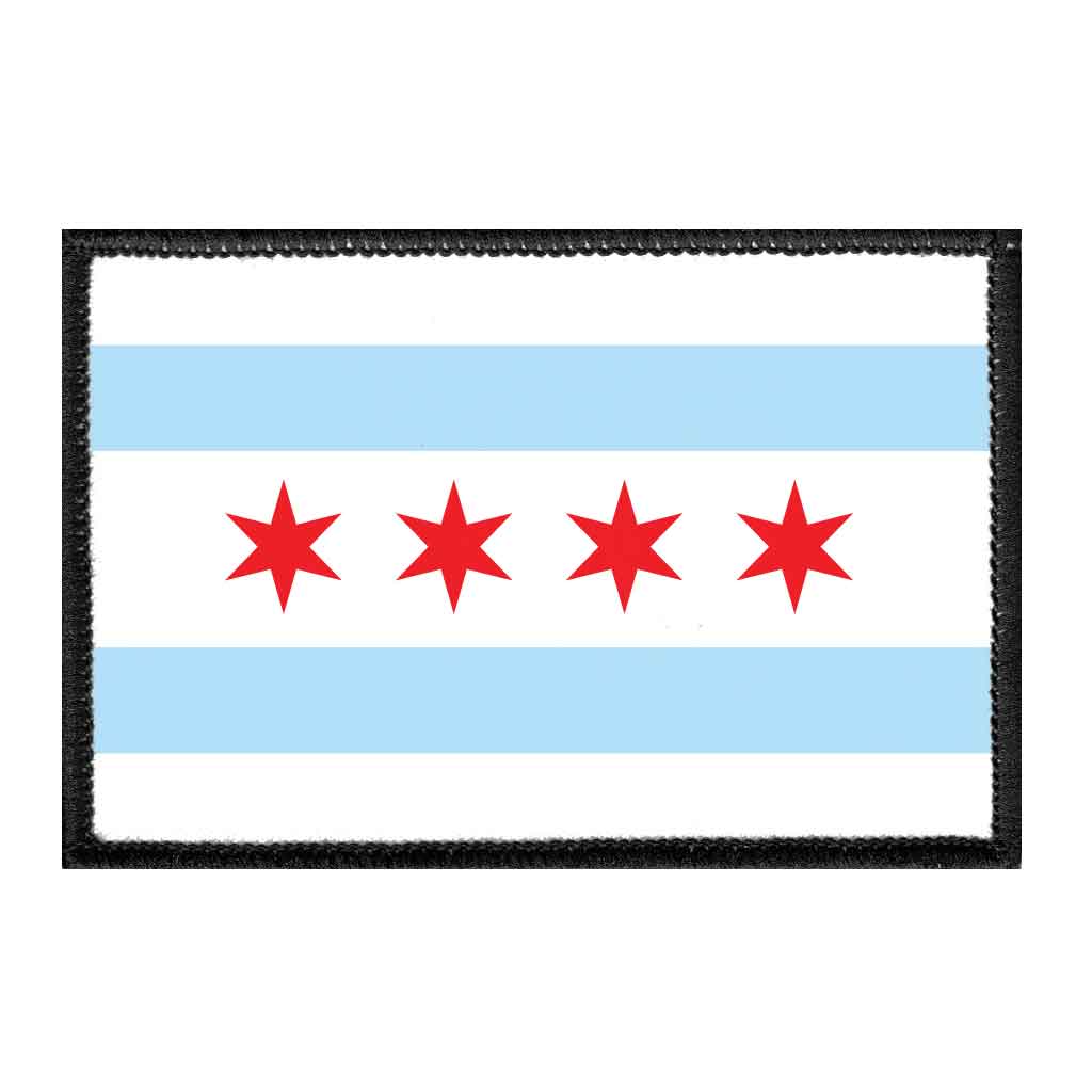 Chicago City Flag - Color - Removable Patch - Pull Patch - Removable Patches For Authentic Flexfit and Snapback Hats