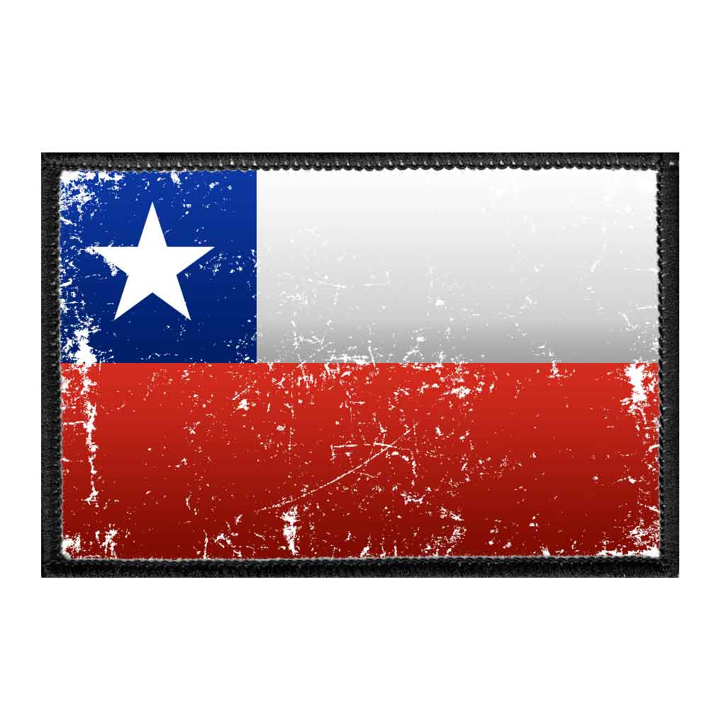 Chile Flag - Color - Distressed - Removable Patch - Pull Patch - Removable Patches For Authentic Flexfit and Snapback Hats