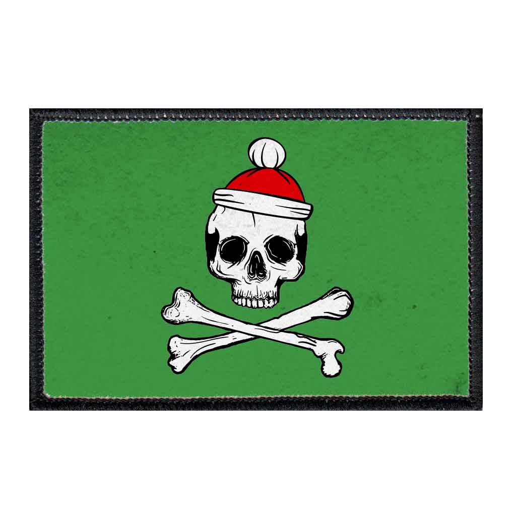 Christmas Skull - Patch - Pull Patch - Removable Patches For Authentic Flexfit and Snapback Hats