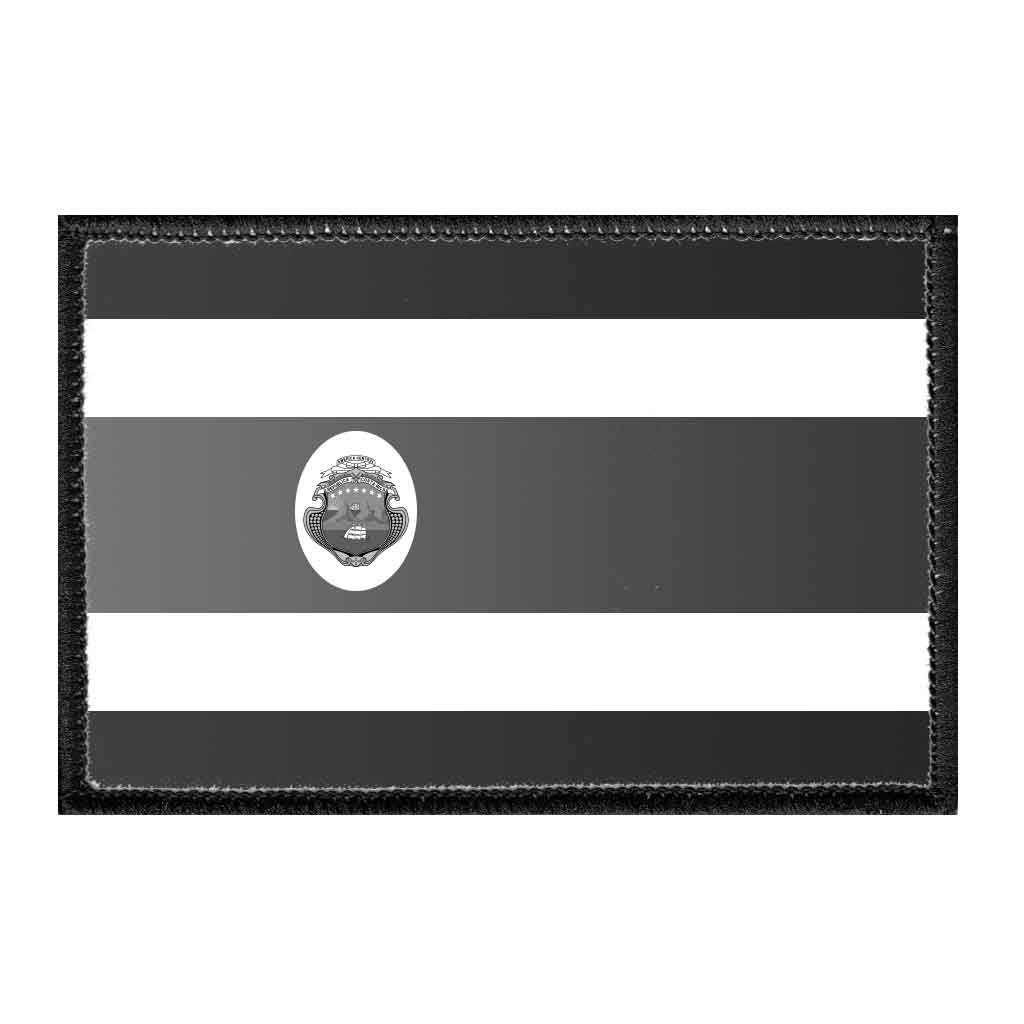 Costa Rica Flag - Black and White - Removable Patch - Pull Patch - Removable Patches For Authentic Flexfit and Snapback Hats