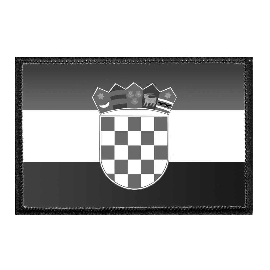 Croatia Flag - Black and White - Removable Patch - Pull Patch - Removable Patches For Authentic Flexfit and Snapback Hats