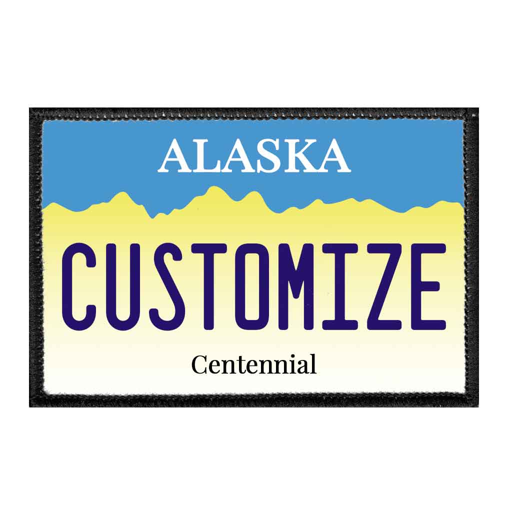 Customizable - Alaska License Plate - Removable Patch - Pull Patch - Removable Patches For Authentic Flexfit and Snapback Hats