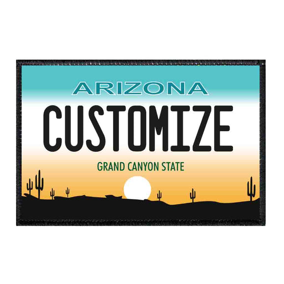 Customizable - Arizona License Plate - Removable Patch - Pull Patch - Removable Patches That Stick To Your Gear