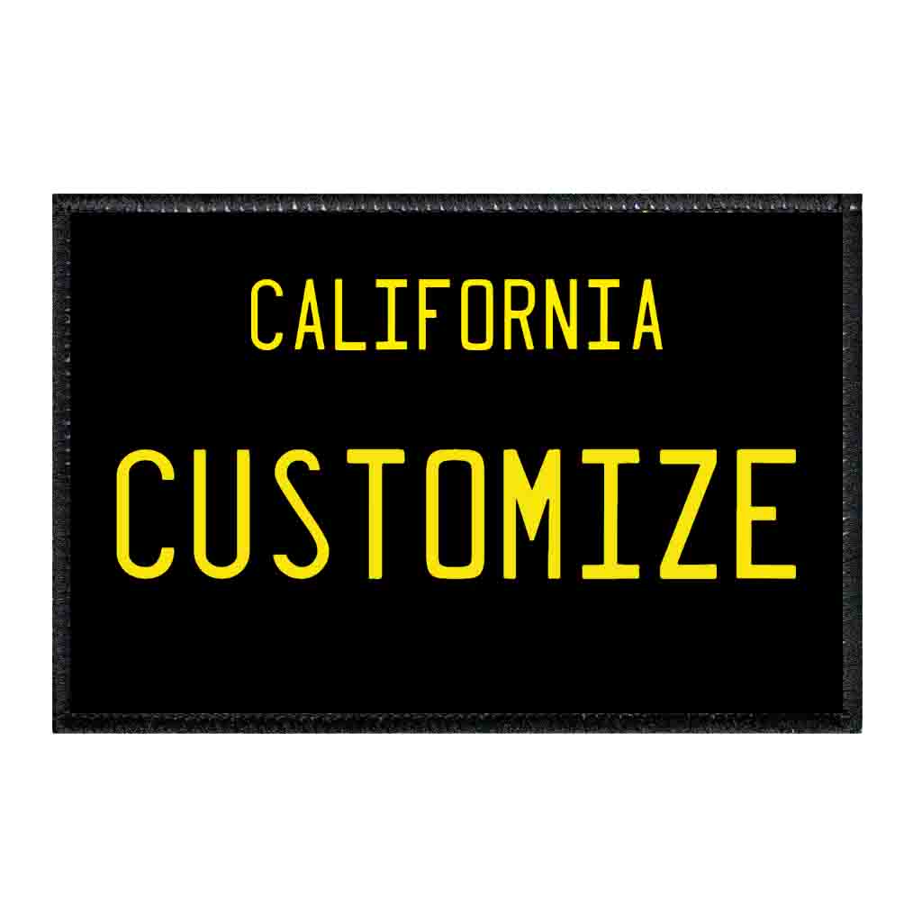 Customizable - California License Plate - Removable Patch - Pull Patch - Removable Patches That Stick To Your Gear