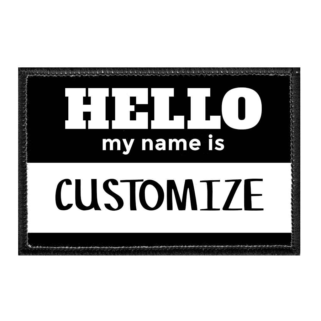 Customizable - Hello My Name Is - Black - Removable Patch - Pull Patch - Removable Patches For Authentic Flexfit and Snapback Hats