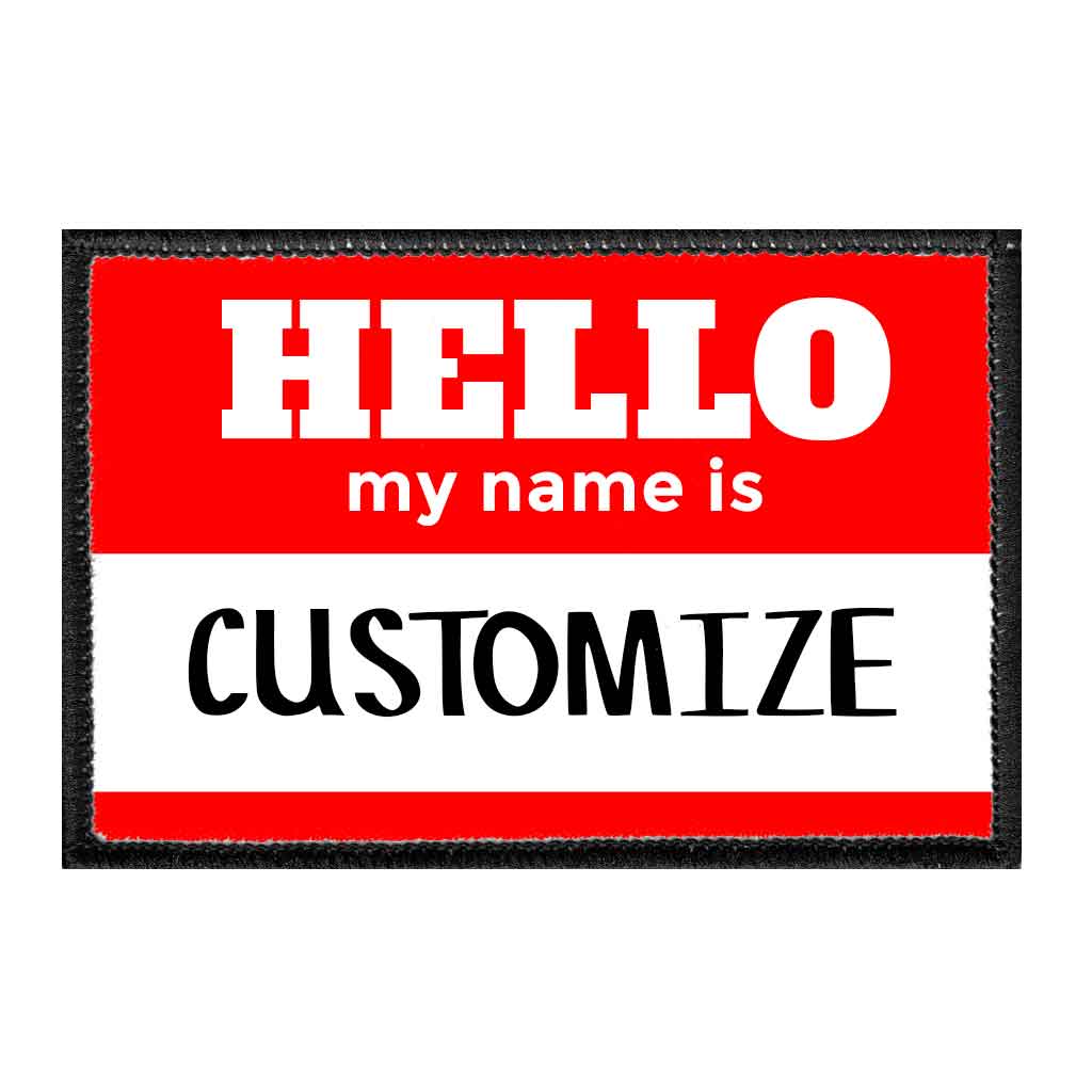 Customizable - Hello My Name Is - Red - Removable Patch - Pull Patch - Removable Patches For Authentic Flexfit and Snapback Hats