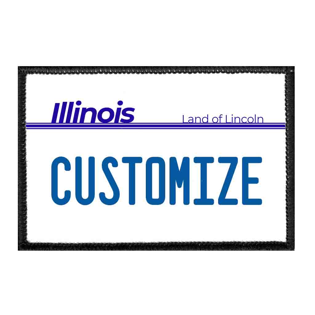Customizable - Illinois License Plate - Removable Patch - Pull Patch - Removable Patches That Stick To Your Gear