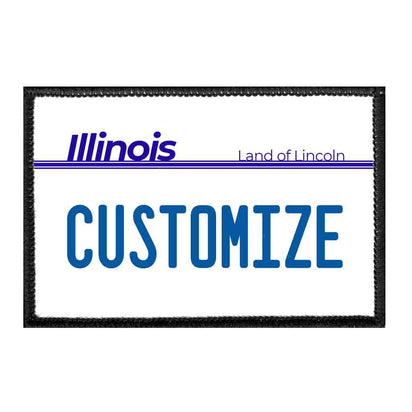 Customizable - Illinois License Plate - Removable Patch - Pull Patch - Removable Patches That Stick To Your Gear