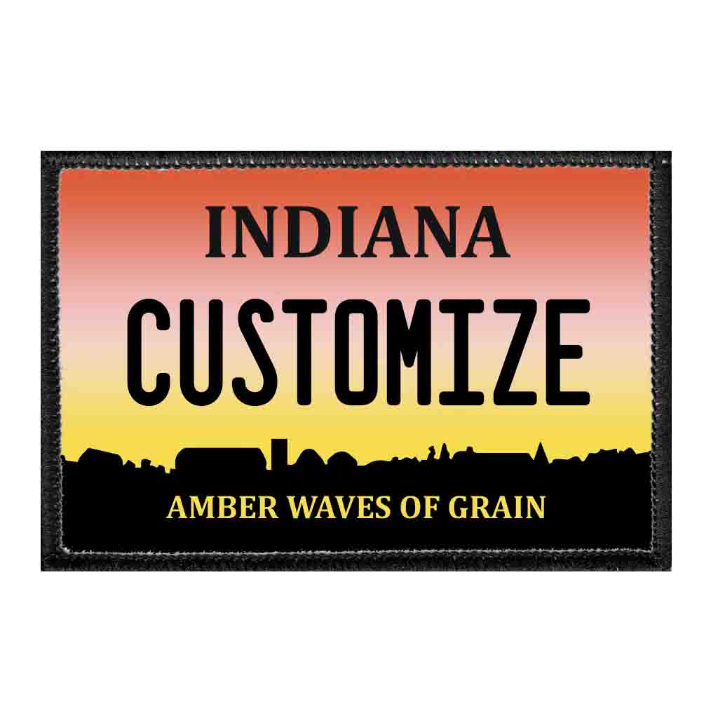 Customizable - Indiana License Plate - Removable Patch - Pull Patch - Removable Patches That Stick To Your Gear