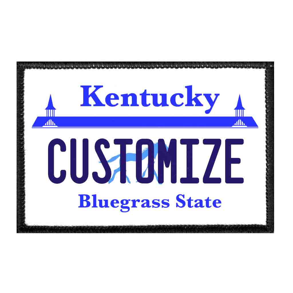 Customizable - Kentucky License Plate - Removable Patch - Pull Patch - Removable Patches That Stick To Your Gear
