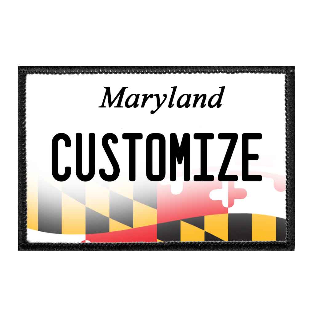 Customizable - Maryland License Plate - Removable Patch - Pull Patch - Removable Patches For Authentic Flexfit and Snapback Hats
