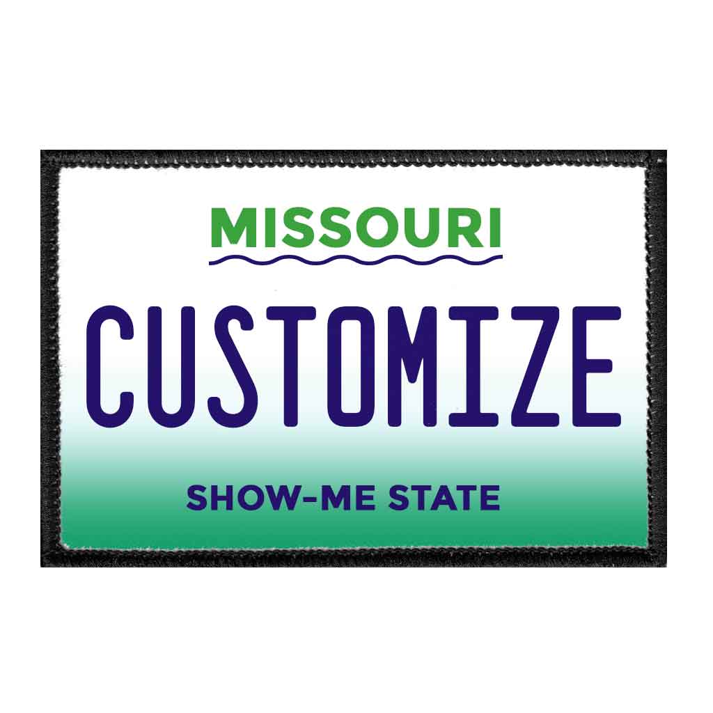 Customizable - Missouri License Plate - Removable Patch - Pull Patch - Removable Patches For Authentic Flexfit and Snapback Hats