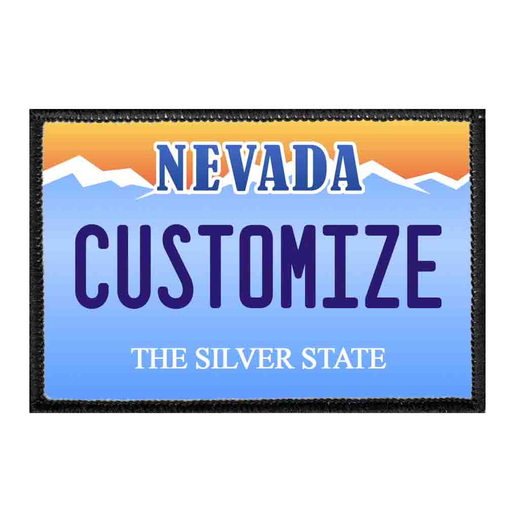Customizable - Nevada License Plate - Removable Patch - Pull Patch - Removable Patches That Stick To Your Gear