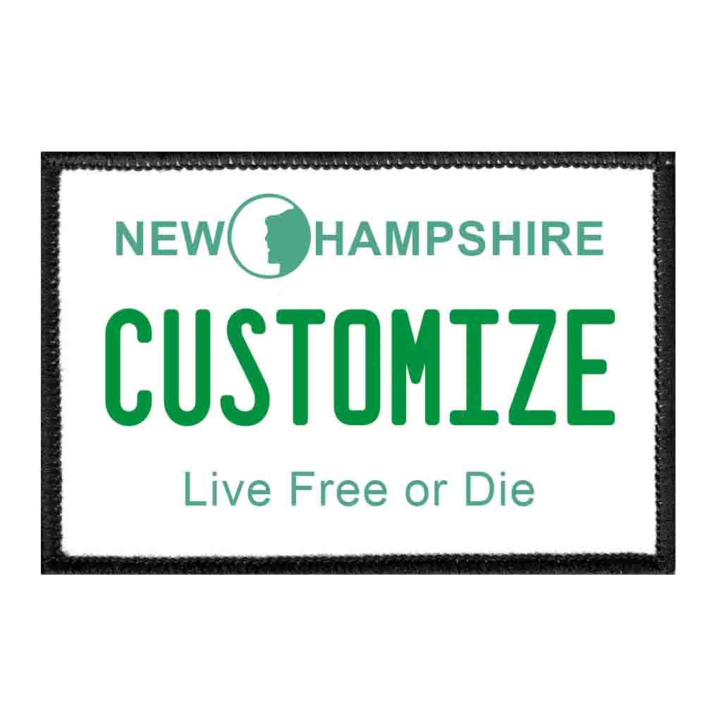 Customizable - New Hampshire License Plate - Removable Patch - Pull Patch - Removable Patches That Stick To Your Gear