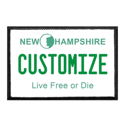Customizable - New Hampshire License Plate - Removable Patch - Pull Patch - Removable Patches That Stick To Your Gear
