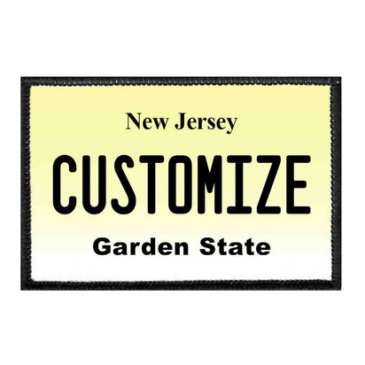 Customizable - New Jersey License Plate - Removable Patch - Pull Patch - Removable Patches That Stick To Your Gear