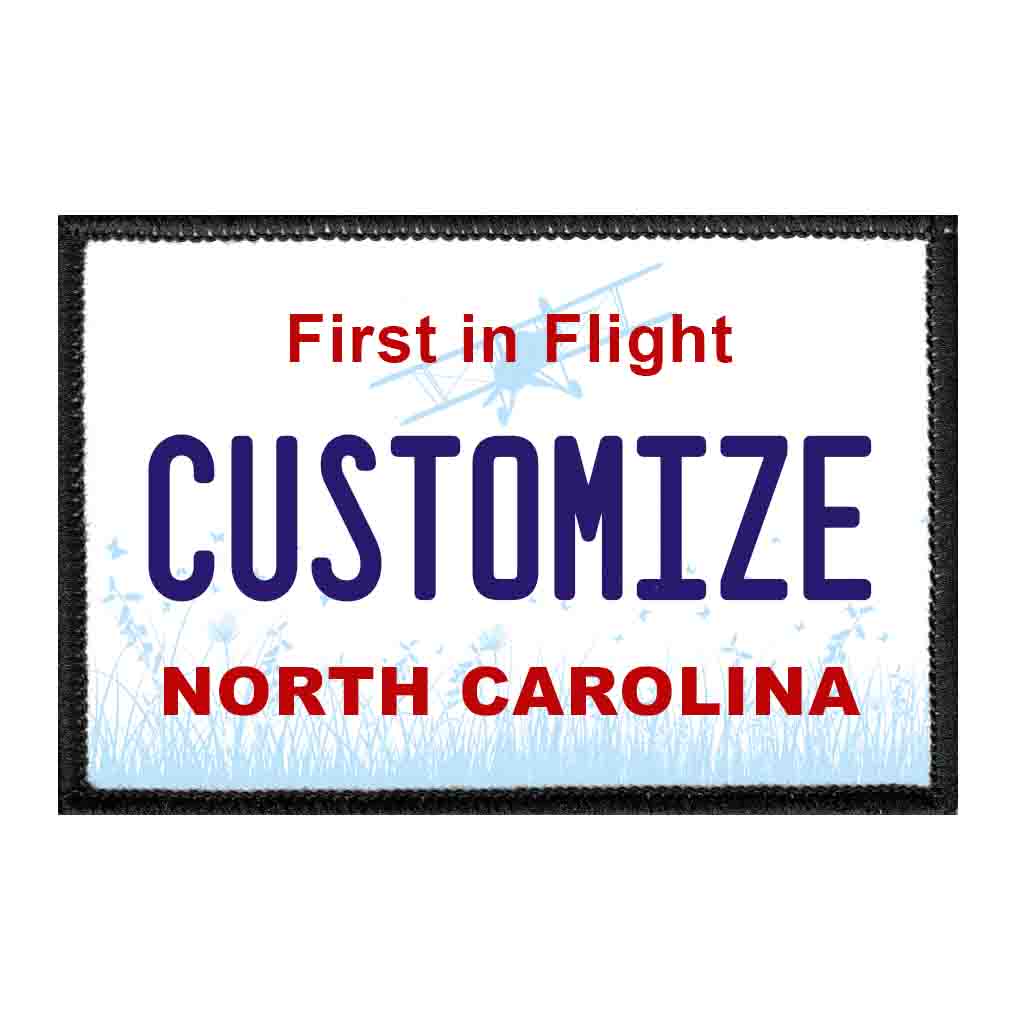 Customizable - North Carolina License Plate - Removable Patch - Pull Patch - Removable Patches That Stick To Your Gear