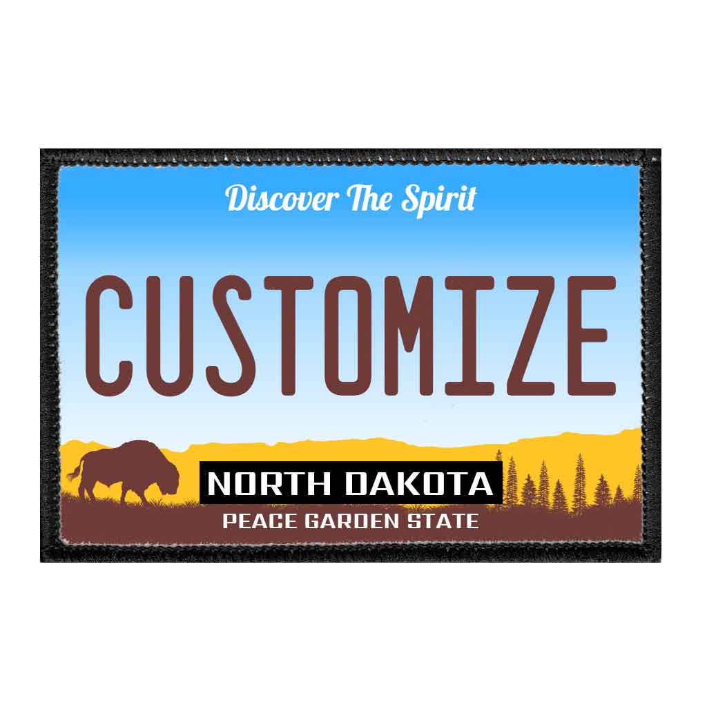 Customizable - North Dakota License Plate - Removable Patch - Pull Patch - Removable Patches For Authentic Flexfit and Snapback Hats