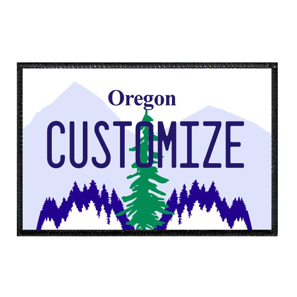Customizable - Oregon License Plate - Removable Patch - Pull Patch - Removable Patches That Stick To Your Gear