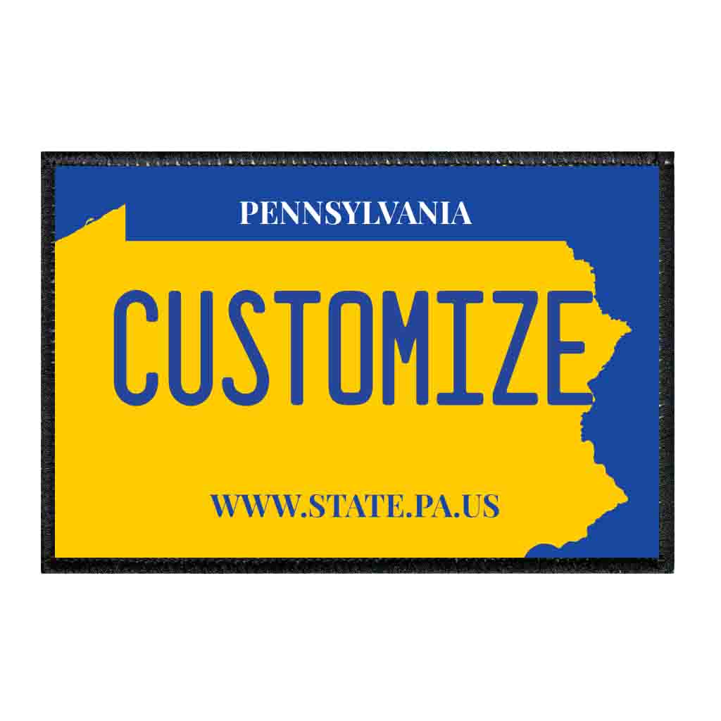 Customizable - Pennsylvania License Plate - Removable Patch - Pull Patch - Removable Patches That Stick To Your Gear