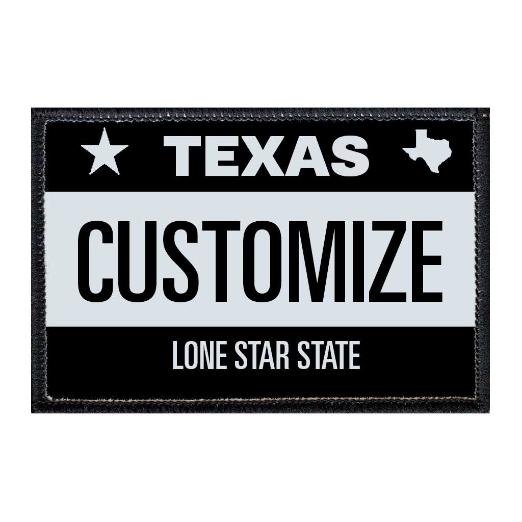 Customizable - Texas License Plate - Removable Patch - Pull Patch - Removable Patches For Authentic Flexfit and Snapback Hats