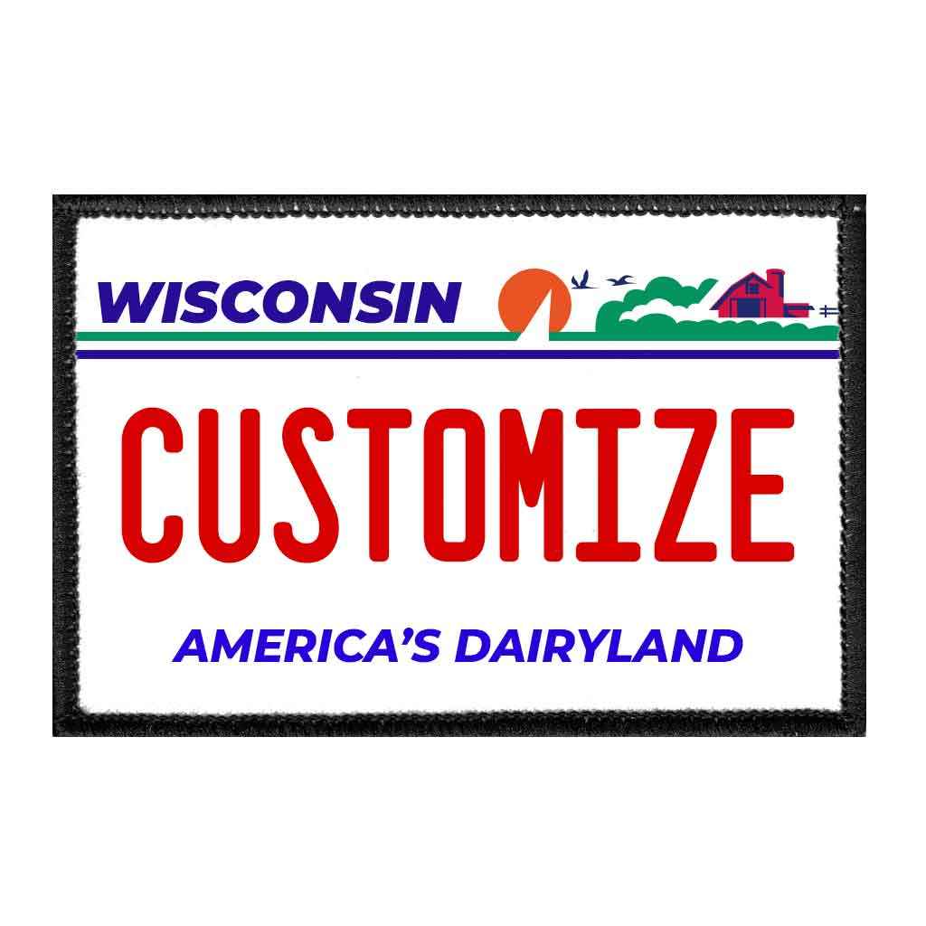 Customizable - Wisconsin License Plate - Removable Patch - Pull Patch - Removable Patches For Authentic Flexfit and Snapback Hats