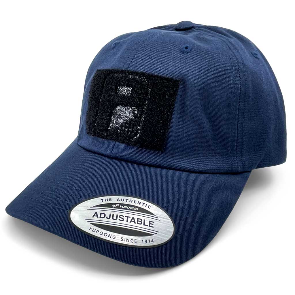 Dad Hat With A Pull Patch By Snapback - Navy Blue - Pull Patch - Removable Patches For Authentic Flexfit and Snapback Hats