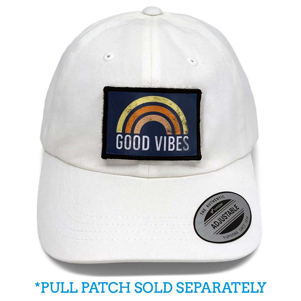 Dad Hat With A Pull Patch By Snapback - White - Pull Patch - Removable Patches For Authentic Flexfit and Snapback Hats