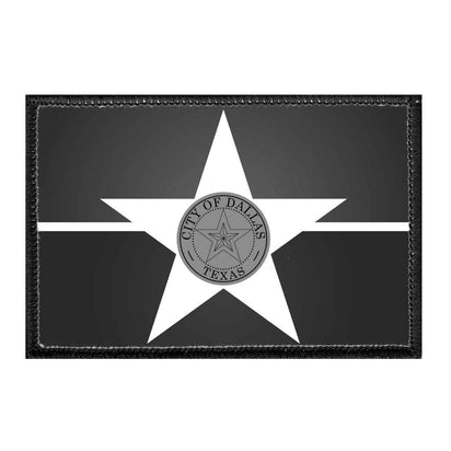 Dallas City Flag - Black and White - Removable Patch - Pull Patch - Removable Patches For Authentic Flexfit and Snapback Hats