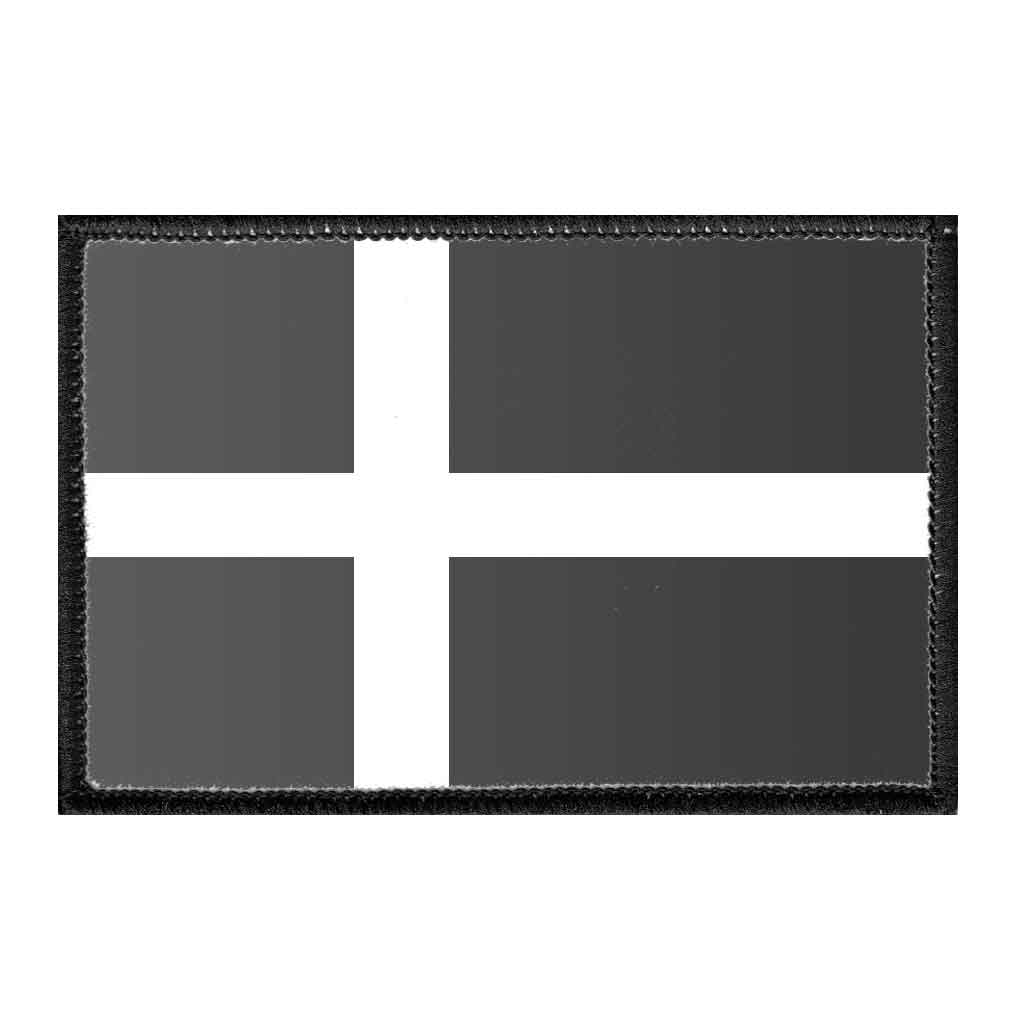 Denmark Flag - Black and White - Removable Patch - Pull Patch - Removable Patches For Authentic Flexfit and Snapback Hats