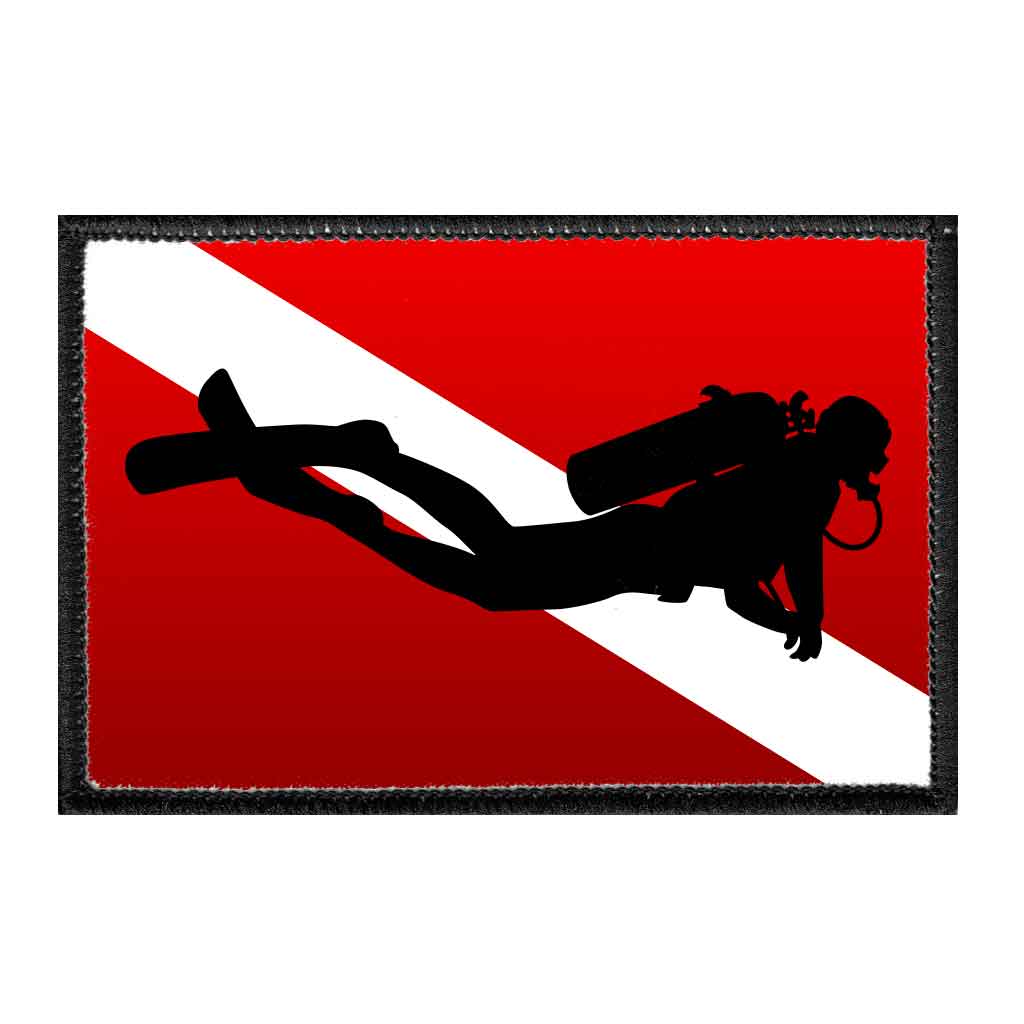 Diver Down Flag With Diver - Removable Patch - Pull Patch - Removable Patches That Stick To Your Gear