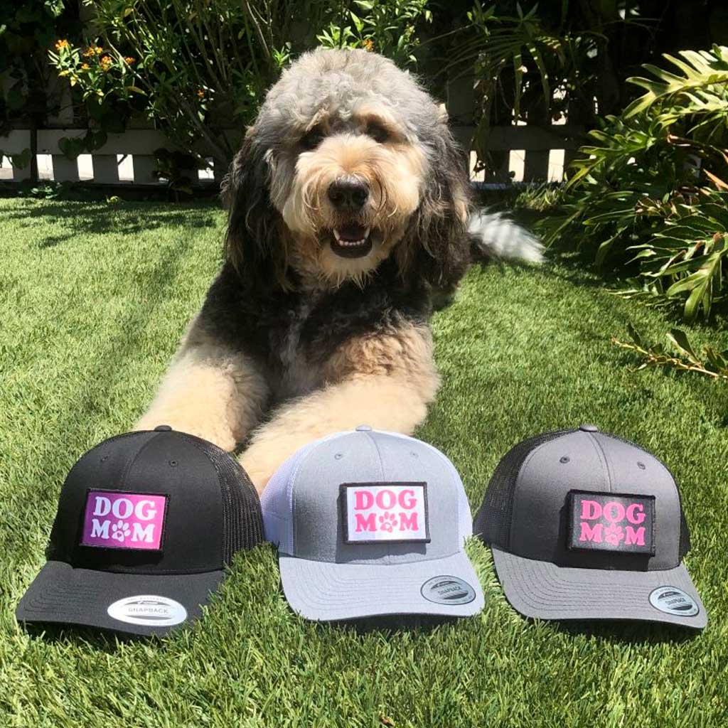 Dog Mom - Pink And Black - Patch - Pull Patch - Removable Patches For Authentic Flexfit and Snapback Hats