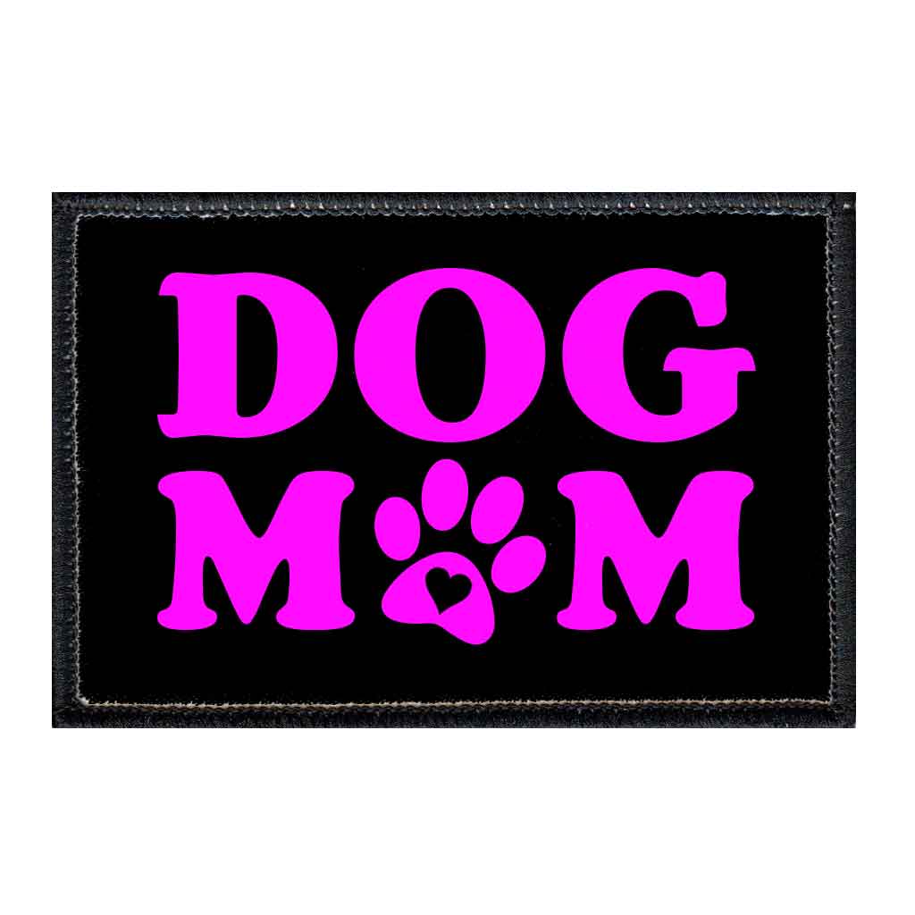 Dog Mom - Pink And Black - Patch - Pull Patch - Removable Patches For Authentic Flexfit and Snapback Hats