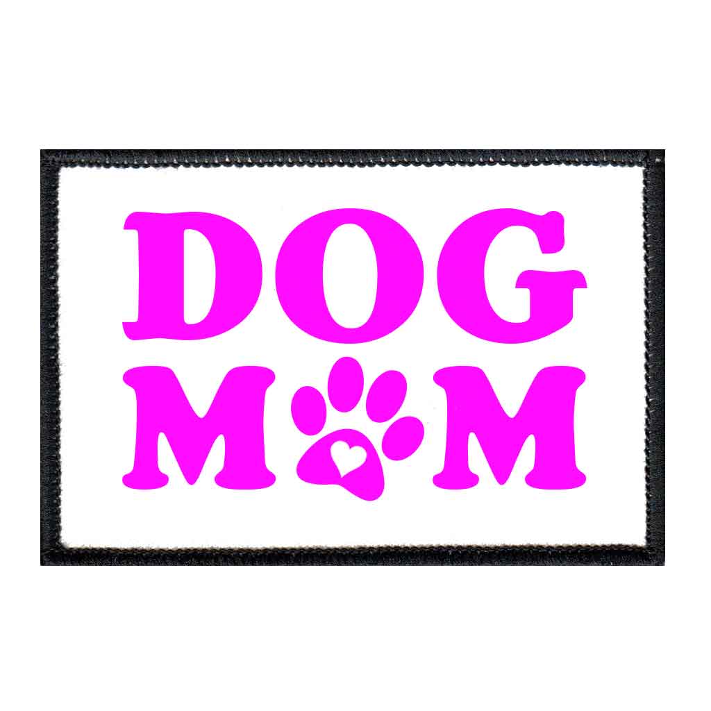 Dog Mom - Pink And White - Patch - Pull Patch - Removable Patches For Authentic Flexfit and Snapback Hats