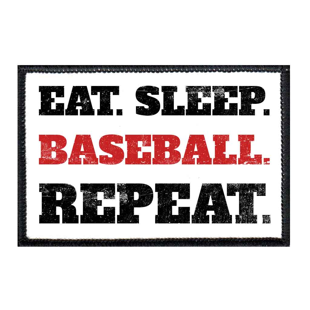 Eat. Sleep. Baseball. Repeat. - Removable Patch - Pull Patch - Removable Patches For Authentic Flexfit and Snapback Hats