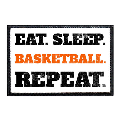 Eat. Sleep. Basketball. Repeat. - Removable Patch - Pull Patch - Removable Patches For Authentic Flexfit and Snapback Hats