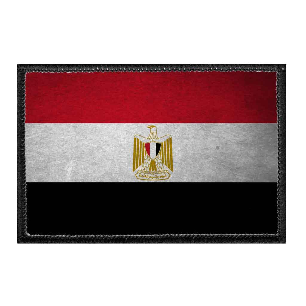 Egypt Flag - Color - Distressed - Removable Patch - Pull Patch - Removable Patches For Authentic Flexfit and Snapback Hats