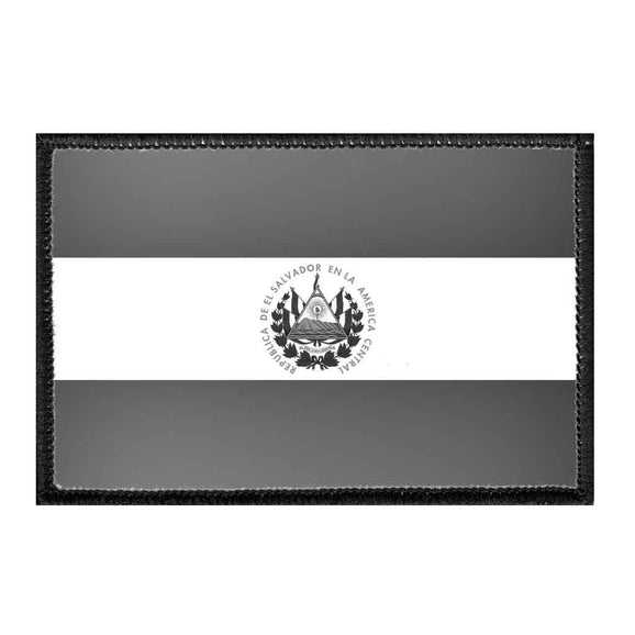 El Salvador Flag - Black and White - Removable Patch - Pull Patch - Removable Patches For Authentic Flexfit and Snapback Hats