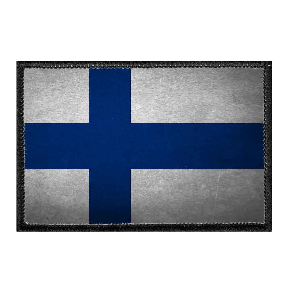 Finland Flag - Color - Distressed - Removable Patch - Pull Patch - Removable Patches For Authentic Flexfit and Snapback Hats