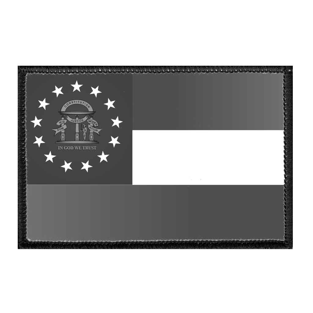 Georgia State Flag - Black and White - Removable Patch - Pull Patch - Removable Patches For Authentic Flexfit and Snapback Hats