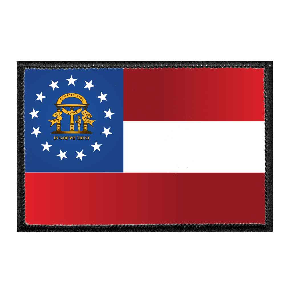 Georgia State Flag - Color - Removable Patch - Pull Patch - Removable Patches For Authentic Flexfit and Snapback Hats