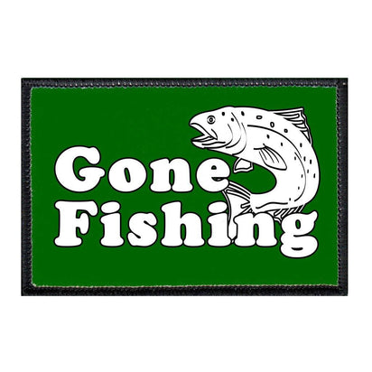 Gone Fishing - Green - Removable Patch - Pull Patch - Removable Patches For Authentic Flexfit and Snapback Hats