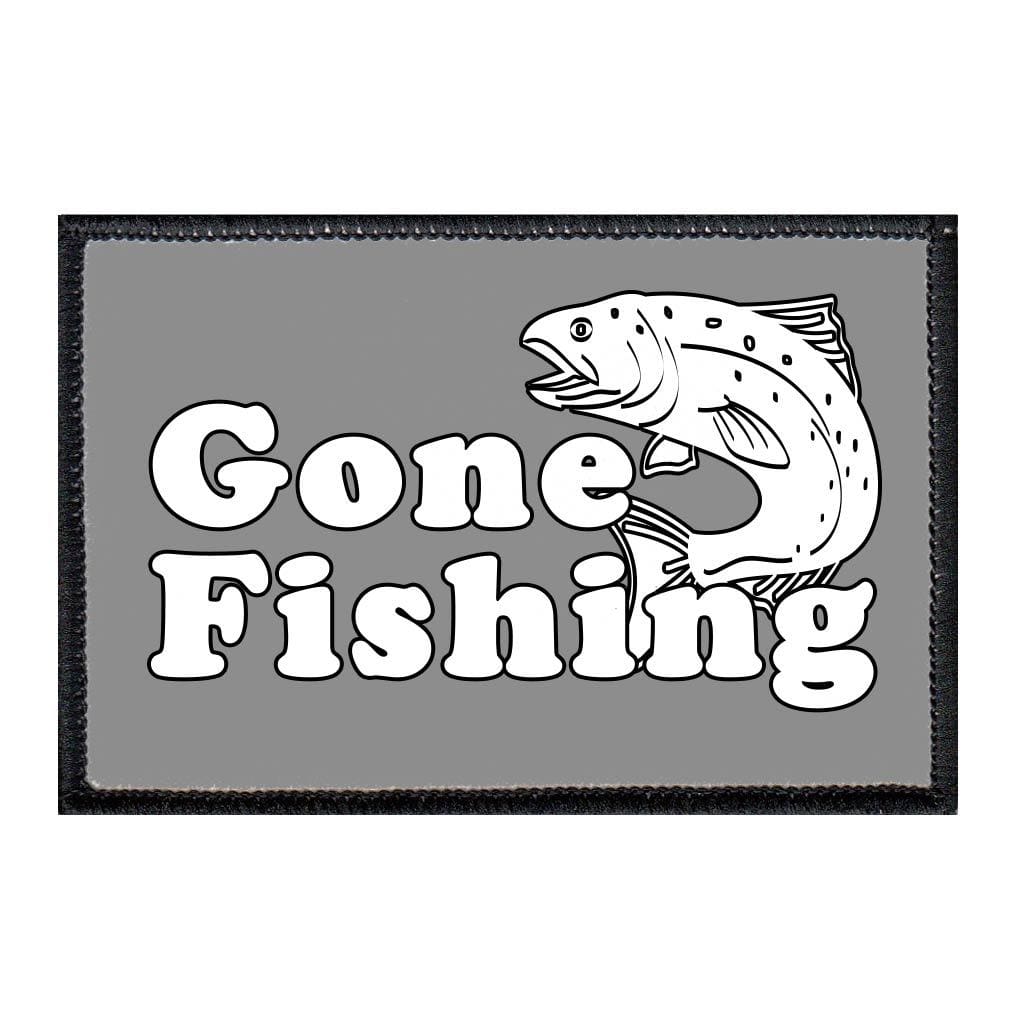 Gone Fishing - Grey - Patch - Pull Patch - Removable Patches For Authentic Flexfit and Snapback Hats