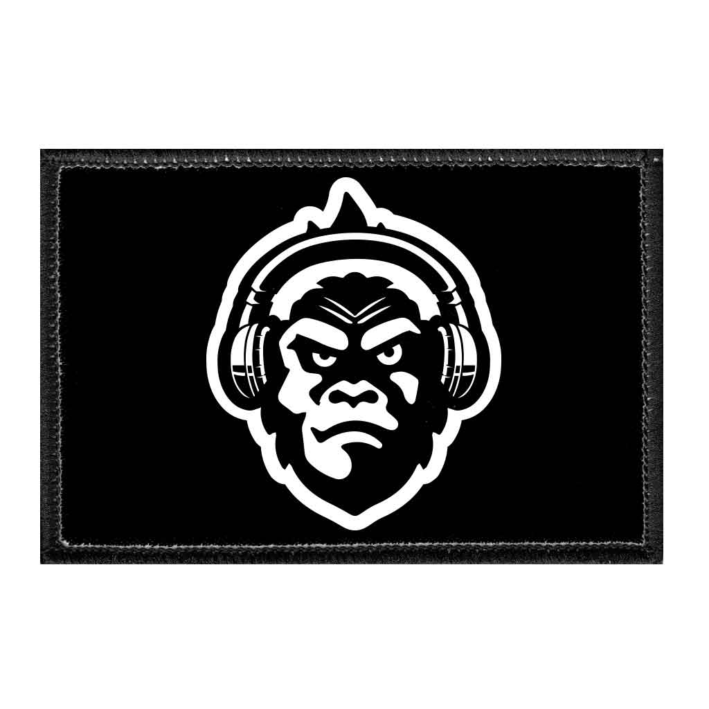 Gorilla With Headphones - Removable Patch - Pull Patch - Removable Patches That Stick To Your Gear