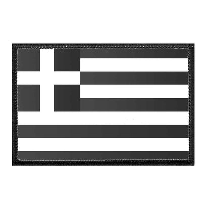 Greece Flag - Black and White - Removable Patch - Pull Patch - Removable Patches For Authentic Flexfit and Snapback Hats