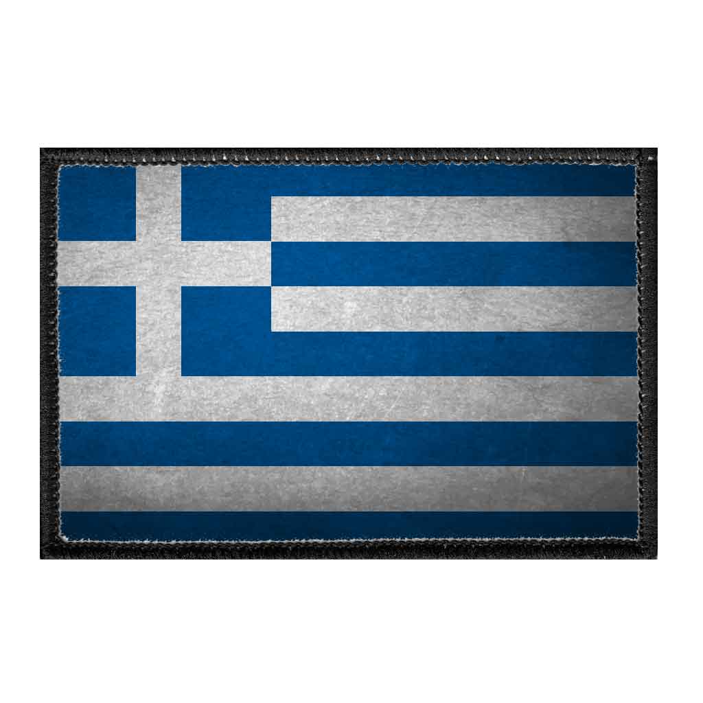 Greece Flag - Color - Distressed - Removable Patch - Pull Patch - Removable Patches For Authentic Flexfit and Snapback Hats