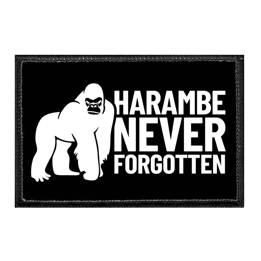 Harambe Never Forgotten - Removable Patch - Pull Patch - Removable Patches That Stick To Your Gear