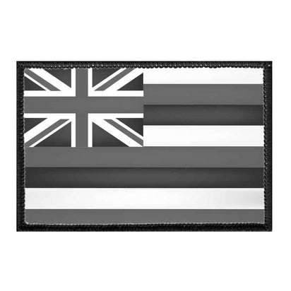 Hawaii State Flag - Black and White - Removable Patch - Pull Patch - Removable Patches For Authentic Flexfit and Snapback Hats