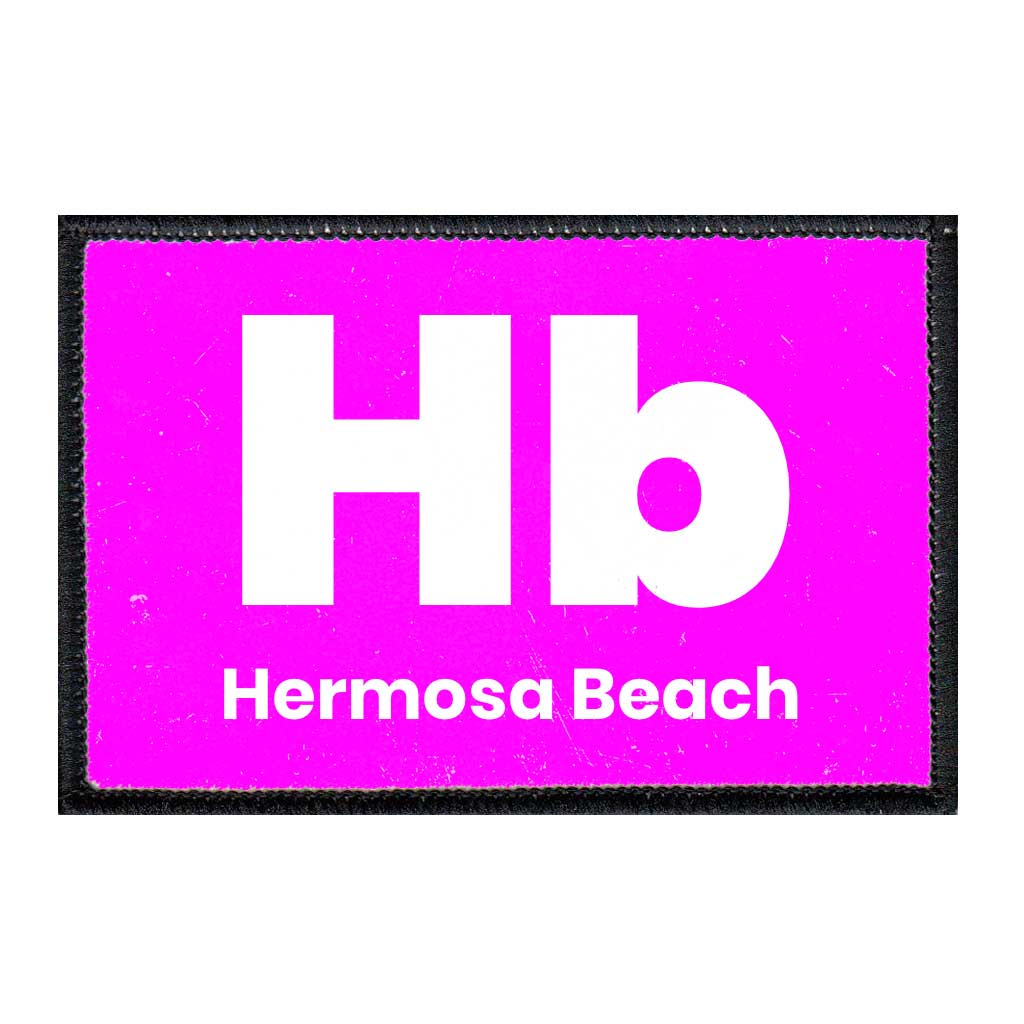 Hb - Hermosa Beach - Pink - Removable Patch - Pull Patch - Removable Patches For Authentic Flexfit and Snapback Hats