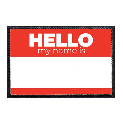 Hello My Name Is - Red - Patch - Pull Patch - Removable Patches For Authentic Flexfit and Snapback Hats